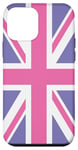 Coque pour iPhone 12 mini Violet et rose, drapeau du Royaume-Uni Union Jack