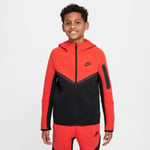 Nike Hettegenser NSW Tech Fleece FZ 24 - Rød/Sort Barn, størrelse S: 128-137 cm