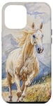 Coque pour iPhone 15 Pro Max Aquarelle Running Palamino Horse in Meadow