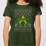 DC Aquaman Knit Women's Christmas T-Shirt - Forest Green - XXL - Forest Green