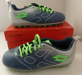 Lotto Kids UK 1 EU 33 US 2 Football Stud Boots Silver Blue Shoe Green Studs BNIB