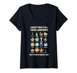 Womens Cute Checklist VISIT LANDMARKS MY BUCKET LIST Checklist V-Neck T-Shirt