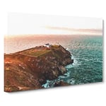 Big Box Art Howth Beacon in Dublin Ireland Canvas Wall Art Framed Picture Print, 30 x 20 Inch (76 x 50 cm), White, Green, Brown, Pink