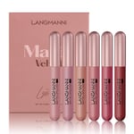 6 färger Lip Gloss Matte Liquid Lip Stick Makeup Långvarig Vattentät