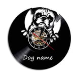 YDHNB Puppy Dogs Art Clock Creative Bulldog Design Vinyl Record Wall Clock with LED 7 Color Night Lamp for Him and Her Unique Wall Decor The Best Gift Idea for Any Event,Without Light