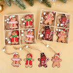 12pcs Christmas Faceless Gnome Gingerbread Man Wooden Ornaments Xmas Tree Hanging Pendant Navidad New Year 2024 Natal Kids Gifts