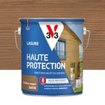 V33 Lasure Bois extérieur Chêne moyen satin - Haute Protection 8 ans - Haute résistance hydrofuge et anti-UV - Résiste aux variations du bois - Ecolabel, résine d'origine végétale - 2,5L