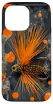 Coque pour iPhone 14 Pro Max Orange Abstrait Polka Dots Fly Fishing Apparel with Black