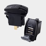 USB-uttag, infällt, svart, 12 V / 24 V, 3.1 A, USB-A + USB-A, med lock