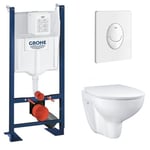 Grohe - Pack wc sans bride Bau Ceramic avec abattant + Bâti support wc Rapid sl + plaque de commande blanche Start