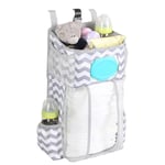 Nappy Caddy Organiser Nursery Hanging Storage Bag Foldable Large Capacity Crib Bedside Pocket for Baby Changing Table Baby Shower Gifts for Mum (Stripes)