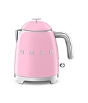 Smeg, Petite Bouilloire Électrique KLF05PKEU 0,8 L, Filtre Inox, Arrêt Automatique de Sécurité, Indicateur de Niveau d'Eau, Base Antidérapante et Range Cordon Intégré, Puissance 1400W, Rose