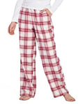 LAPASA Pantalon de Pyjama Femme 100% Flanelle de Coton Bas de Pyjama ou d'Intérieur Automne/Hiver L74 Rose & Blanc (Flanelle) XL