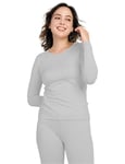 LAPASA Haut Thermique Femme Maillot de Corps à Manches Longues sous-Vêtements Chauds Thermoflux Automne/Hiver L39 Gris Clair (1 Haut, Moyen) XXL