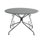 Vente-unique.com Table de jardin D.120 cm en métal façon fer forgé - Anthracite - GUERMANTES de MYLIA