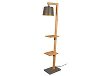 Trio, Lampadaire, Rodrigo 1xE27, max.60,0 W Métal, nickel antique, Corps: Bois naturel, naturel L:26,0cm, H:165,0cm, P:41,0cm Pivotant,IP20,Sans illuminant,Source lumineuse remplaçable p