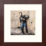 Lumartos, Banksy Steve Jobs Contemporary Home Decor Wall Art Watercolour Print, Mahogany Frame, 10 x 10 Inches