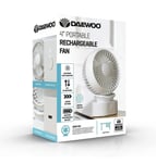 Daewoo 4" LED Indicator Portable Rechargeable Fan Desk Travel Tilt 3 Speed