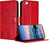 Coque Pour Iphone 6s / Iphone 6 (5,5 Pouce), Coque Portefeuille Housse Cuir Avec Porte Cartes Et Bequille Fermeture Magnetique Etui Pour Iphone 6s - Rouge