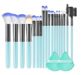 Ensiluokkaiset synteettiset meikkisiveltimet Powder Foundation Contour Blush Concealer Eyeshadow Blending Eyebrow Line Beauty Makeup Kit Blue-18PCS