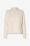 Selected FEMME - Tröja slfBerga LS Knit Polo Neck - Beige