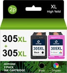 305XL Cartouches Remplacement pour HP 305XL 305XL Régénéré Cartouches d'encre pour HP 305 XL; pour HP DeskJet 2700 2710 2720; Plus 4110 4120; Envy 6000 6010 6020 6022; Envy Pro 6400 6420