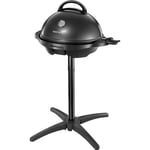 George Foreman Indoor Outdoor BBQ Electric Grill [1500cm2 cooking surface, Variable temperature control & viewing gauge, Use with or without stand, Easy clean removable plate, Drip tray] Black 22460