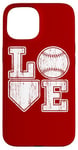 Coque pour iPhone 15 Plaque vintage Love Baseball Mom Home pour amateurs de baseball