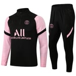 Paris, Atletico Madrid, Inter Milan, Liverpool, Marseille Brasilien Långärmad tröja, träningsdräkt för vuxna och barn, set Black and pink XXL