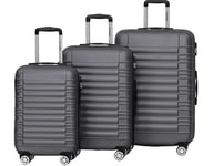 TRVLMORE Set Valise Rigide - Lot Valise - 3 Set de Valise de Voyage - Set Valises Rigides 4 roulettes - Luggage - Set 3 Valises - Ensemble Valise - Suitcase Set - Gris