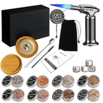 Cocktail Smoker Kit with Torch Whiskey Smoker Kit with 8 Flavors Smoked Wood Chips - Old Fashioned Drink Smoker Kit with Torch Ice Cube Tray Whiskey Making Accessories Infuse Cocktail Wine Meat