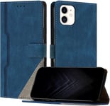 Étui Pour Iphone 12 Mini (5,4 Pouce), Housse En Cuir Pu Avec [Protection Antichoc Tpu] [Fonction Support] [Porte-Cartes ] Antichoc Magnétique Coque Pour Iphone 12 Mini - Bleu