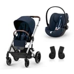 cybex GOLD Liggvagn Balios S Lux Silver Ocean Blå inklusive Cloud G i-Size Plus babyskydd Ocean Blå och Adapter