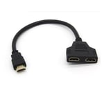 Adaptateur 2 ports Cable HDMI pour PC TOSHIBA Television TV Console Gold 3D FULL HD 4K Ecran 1080p Rallonge (NOIR)