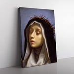 Carlo Dolci St. Catherine Of Siena Classic Painting Canvas Wall Art Print Ready to Hang, Framed Picture for Living Room Bedroom Home Office Décor, 50x35 cm (20x14 Inch)