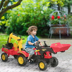 Pedal Powered Tractor Ride-On Car w/ Moving Bucket Steering Wheel Wheels 3-6 Yrs