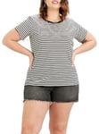 Levi's Women's Plus Size The Perfect Tee T-Shirt, Raita Stripe Caviar, 2XL