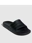 adidas Mens Adilette Aqua Sliders - Black, Black/Black, Size 4, Men