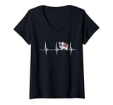 Womens Wild Boar Hunting Razorback Target Heartbeat EKG Pulse Beat V-Neck T-Shirt