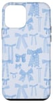 Coque pour iPhone 12 mini Nœuds bleu clair vintage, dentelle bleue, dentelle esthétique