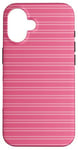 Coque pour iPhone 16 Rose rayé mignon girly esthétique Preppy Stripe