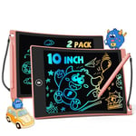 TEKFUN Jouets Enfant 2 3 4 5 6 7 Fille Garçon, Lot 2 Tablettes D'écriture LCD 10 Pouces Tablette Dessin Enfants Effaçable avec Cordon, Cadeaux d'anniversaire Noël Filles Garçons (2*Rose)