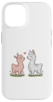 Coque pour iPhone 14 Llama Love Heart Flower Cute Women Kids Men Valentines Day