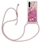 Coque pour Huawei P30 Pro Liquide Coque,Personnalisé Liquide Paillette Housse Etui de Protection Etui Silicone Sables Mouvants Bling avec Collier Lanyard Case Réglable Téléphone Portable