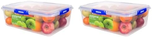 Sistema KLIP IT PLUS Food Storage Containers | 7.5 L Rectangle | Stackable & Airtight Fridge/Freezer Food Box with Lid | BPA-Free Plastic| Recyclable with TerraCycle® (Pack of 2)