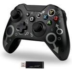 Trådlös handkontroll för Xbox One, Xbox-kontroll med 2,4 GHz trådlös adapter, Xbox One X/Xbox One S/PS3 och PC (svart)