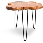Orchidea - Table basse design industriel en bois de cèdre et fer forgé avec rebords