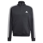 adidas Men's Essentials Fleece 3-Stripes 1/4-Zip Sweatshirt, Black, S Short