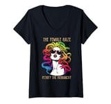 Womens The Female Gaze Petrify The Patriarchy Medusa V-Neck T-Shirt