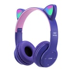 Hörlurar, kattöron LED-ljus upp Bluetooth 5.0 hopfällbara trådlösa spelheadset, bekväma inbyggda mikrofon brusreducerande over-ear-hörlurar